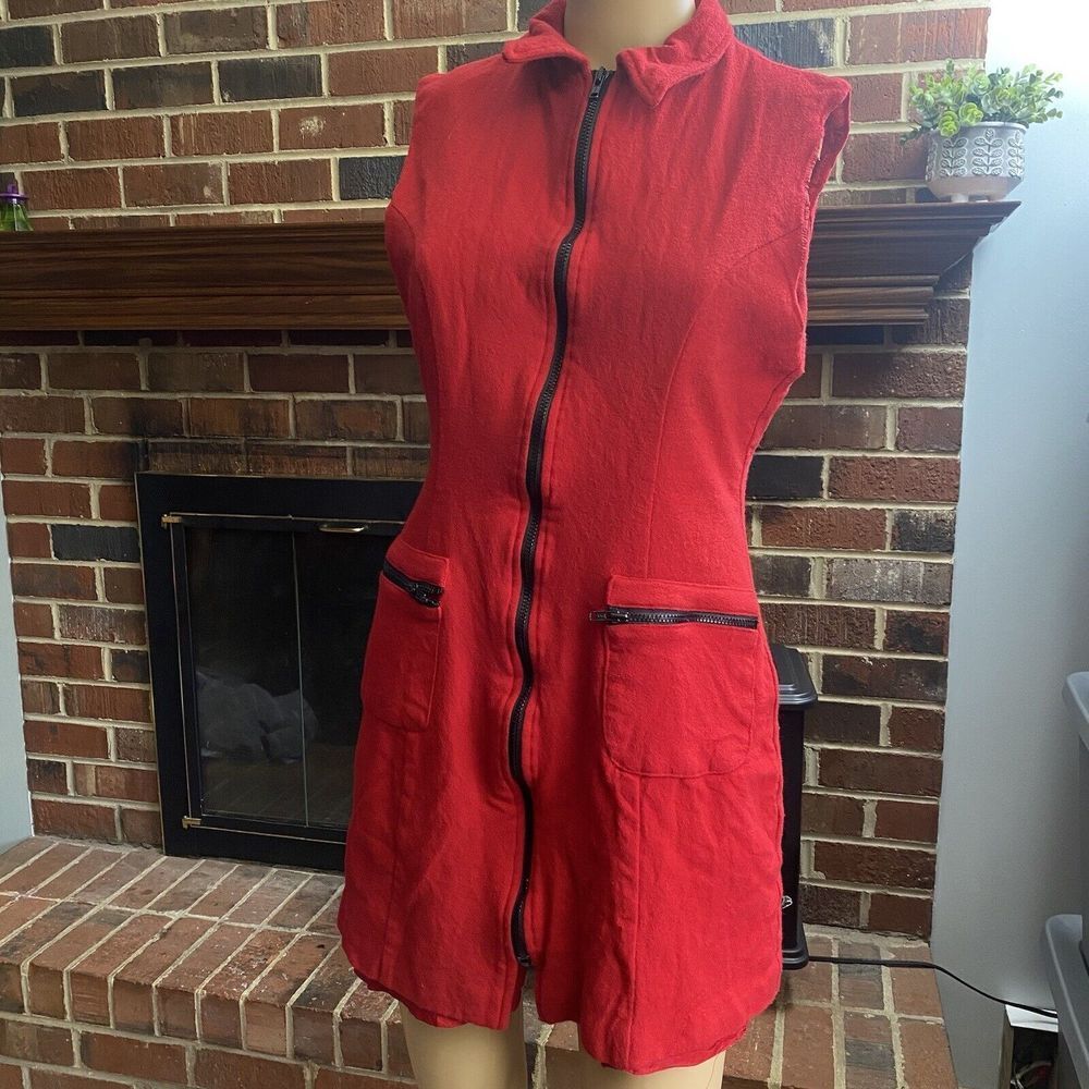 Vintage 90s Limited Women’s‎ Mini  Dress Size 10 Wool-100% Red Sleeveless  Zip